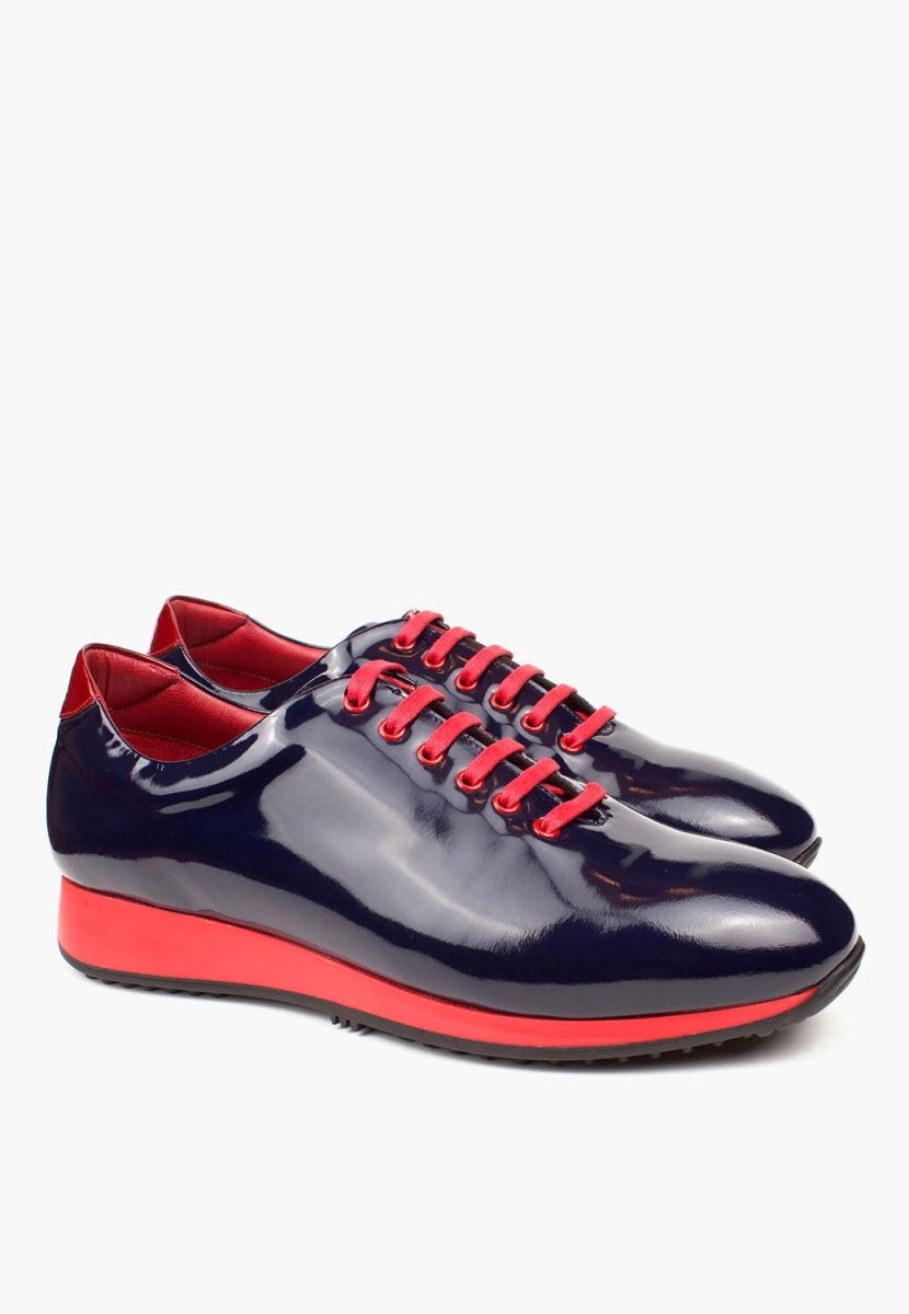 Sepol Lagos Patent Leather Navy Sneaker Cushioned Insole Men Shoes by Sepol Shoes – Don't Panic Shoes