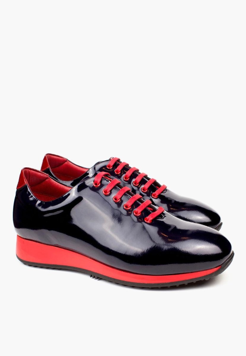 Sepol Lagos Sneaker Patent Leather Black With Red Details MEN SHOES by Sepol Shoes – Don't Panic Shoes