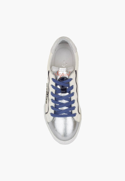 Sepol Stardom Women’S Leather White Navy Sneakers Style Woman Shoes by Sepol Shoes – Don't Panic Shoes