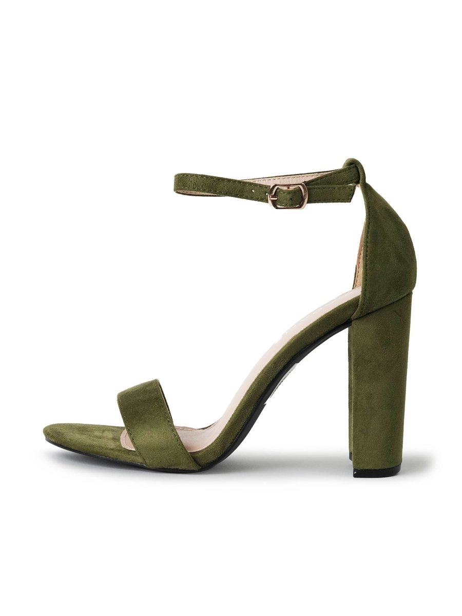 Shirley | Olive Suede Heels by J.Adams – Don't Panic Shoes