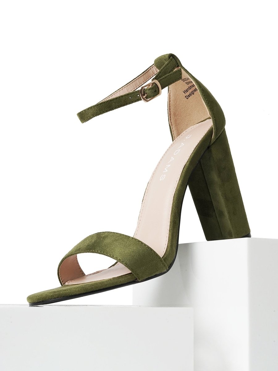 Shirley | Olive Suede Heels by J.Adams – Don't Panic Shoes