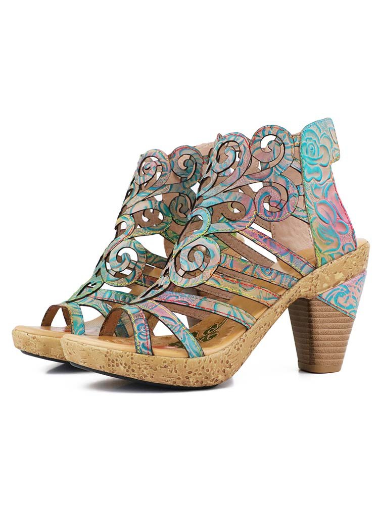 Simone Hand - Painted Leathe Sandals Sandals by Colorstepshoes – Don't Panic Shoes