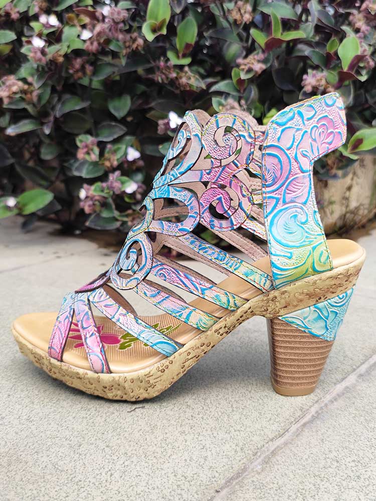 Simone Hand - Painted Leathe Sandals Sandals by Colorstepshoes – Don't Panic Shoes