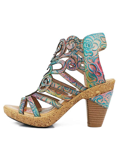 Simone Hand - Painted Leathe Sandals Sandals by Colorstepshoes – Don't Panic Shoes