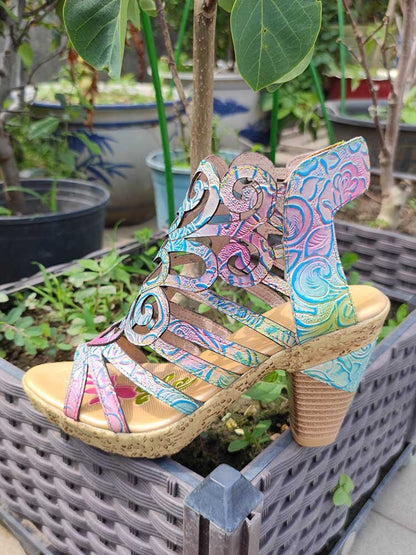 Simone Hand - Painted Leathe Sandals Sandals by Colorstepshoes – Don't Panic Shoes