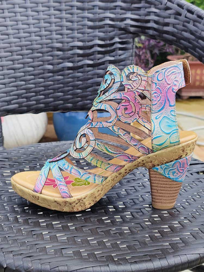 Simone Hand - Painted Leathe Sandals Sandals by Colorstepshoes – Don't Panic Shoes
