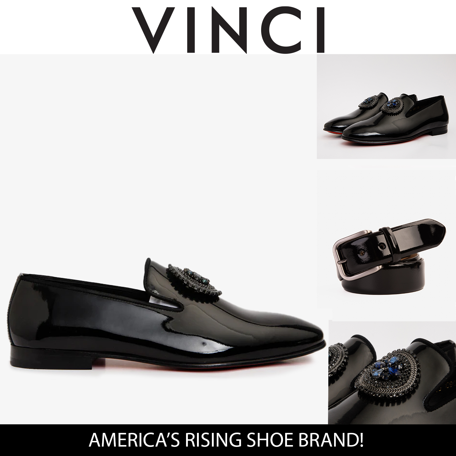 The Pombe Black Patent Leather Dress Slip-on Loafer Men  Shoe