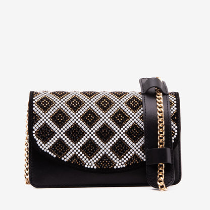 The Nampula Black Glitter Leather Handbag