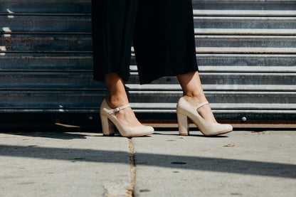 Skippy | Beige Patent Heels by J.Adams – Don't Panic Shoes