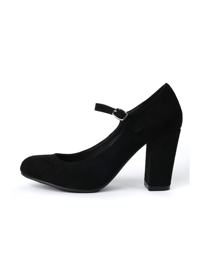 Skippy | Black Suede Heels by J.Adams – Don't Panic Shoes