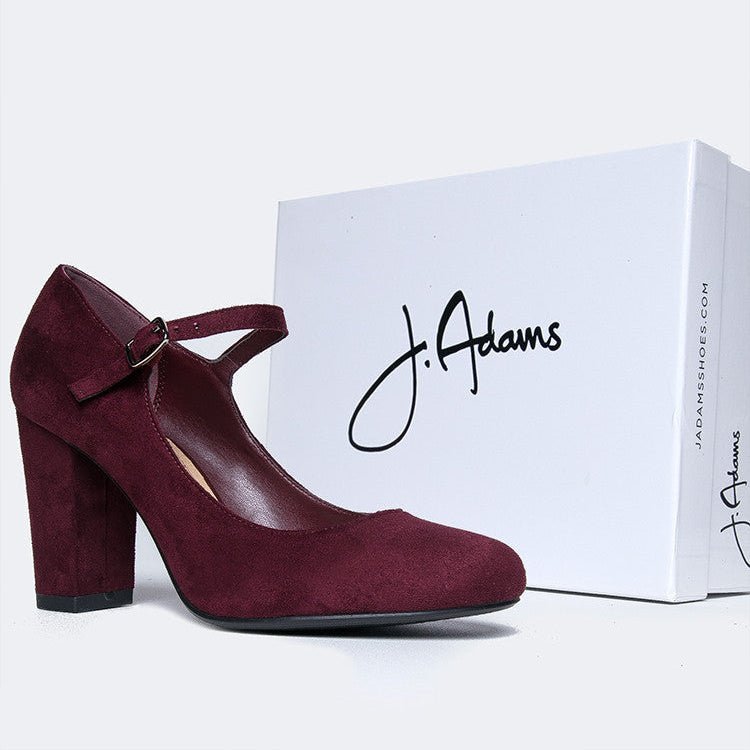 Skippy | Burgundy Suede Heels by J.Adams – Don't Panic Shoes