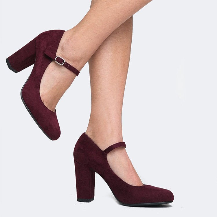Skippy | Burgundy Suede Heels by J.Adams – Don't Panic Shoes