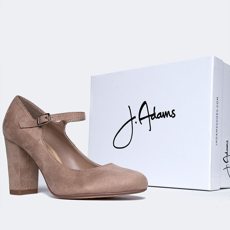 Skippy | Light Taupe Suede Heels by J.Adams – Don't Panic Shoes