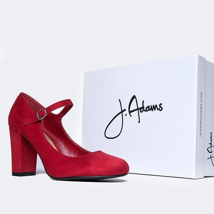 Skippy | Red Suede Heels by J.Adams – Don't Panic Shoes