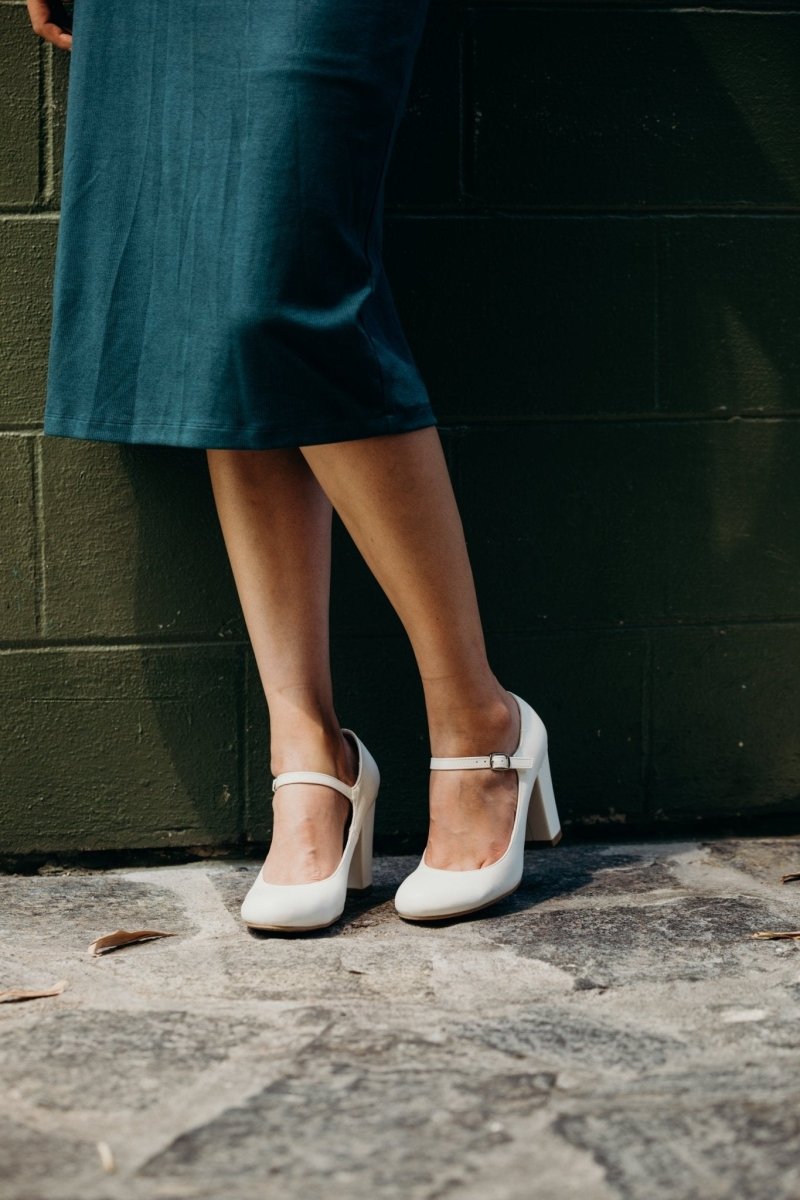 Skippy | White Heels by J.Adams – Don't Panic Shoes