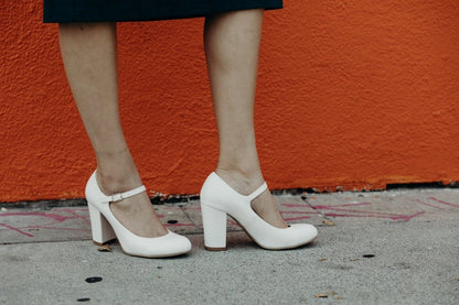 Skippy | White Heels by J.Adams – Don't Panic Shoes