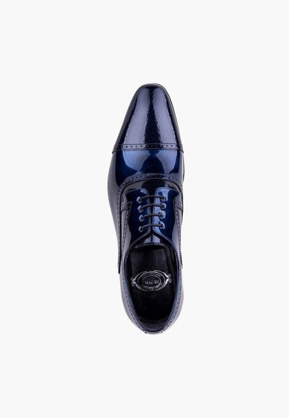 Sleek Lace Up Patent Leather Navy Grey Formal Dress Shoe Men Shoes by Sepol Shoes – Don't Panic Shoes