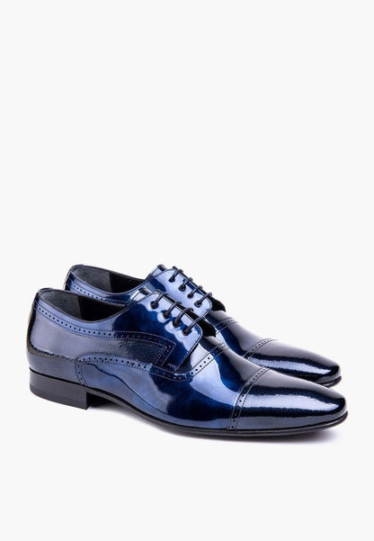 Sleek Lace Up Patent Leather Navy Grey Formal Dress Shoe Men Shoes by Sepol Shoes – Don't Panic Shoes