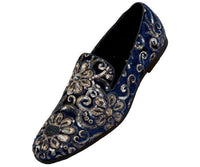 Thumbnail for Fabian Sequin Embroidered Smoking Slipper Smoking Slippers Navy / 10