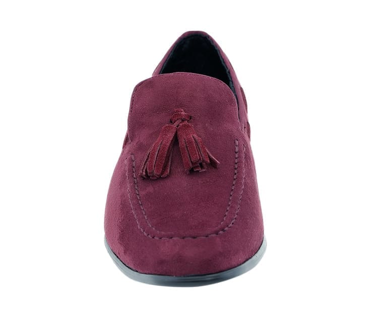 Pair of Emperor Burgundy leather loafers with handcrafted details and comfortable sole