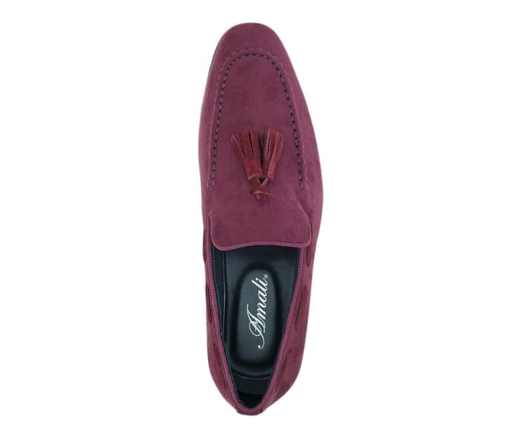 Buy Amali Emperor Burgundy Men’S Velvet Tassel Loafers - Smoking Slippers from Don’t Panic Shoes | Best Prices & Fast Shipping