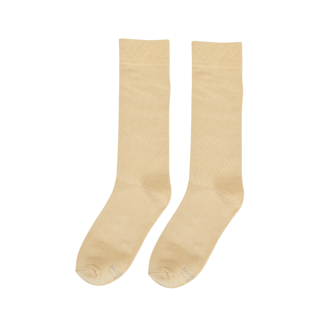 Solid Champagne Crew Dress Socks Versatile Comfortable Everyday Hosiery For Women And Men Socks by No Cold Feet – Don't Panic Shoes