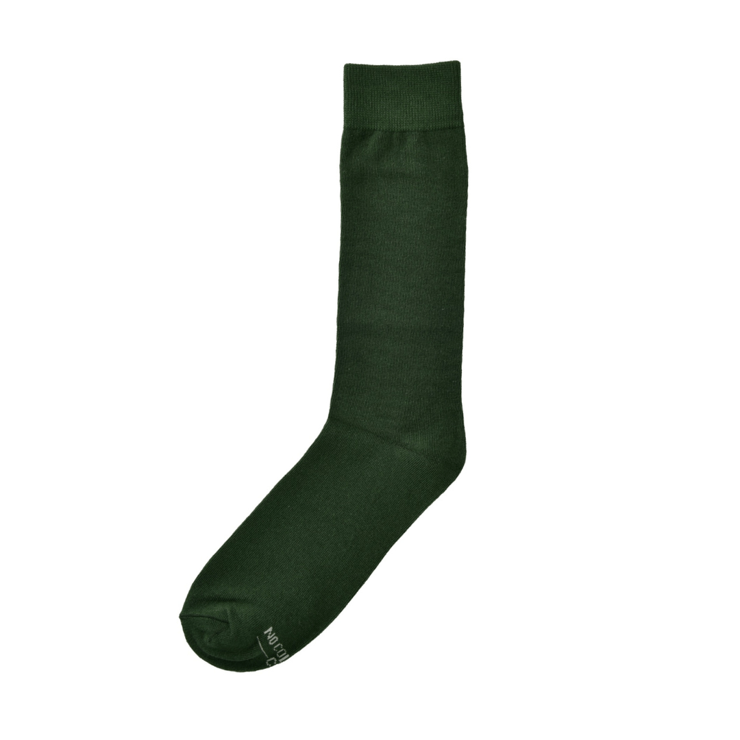 Solid Hunter Green Socks Crew Length Comfortable Everyday Casual Dress And Athletic Wear Multipack 6 Count Socks by No Cold Feet – Don't Panic Shoes