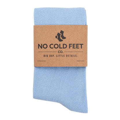 Solid Sky Blue Socks Everyday Comfort Crew Ankle Socks With Reinforced Toe And Heel For Men Women Socks by No Cold Feet – Don't Panic Shoes
