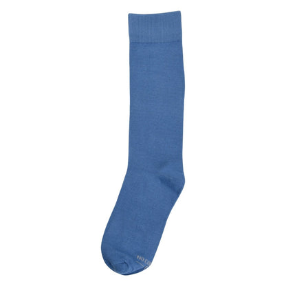 Solid Steel Blue Socks Crew Length Comfortable Everyday Dress Athletic Versatile Essentials Socks by No Cold Feet – Don't Panic Shoes