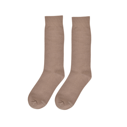 Solid Taupe Socks Classic Everyday Comfort Crew Length Breathable Soft Feel For All Day Wear Socks by No Cold Feet – Don't Panic Shoes