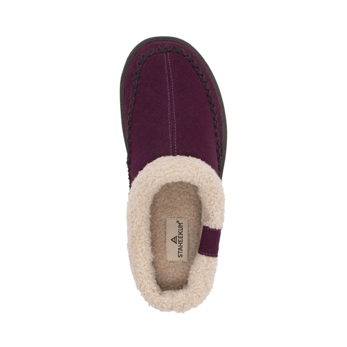 Soothe Slipper Women’S Plum Suede Memory Foam Outsole Staheekum Women's Slippers by Staheekum Women's – Don't Panic Shoes
