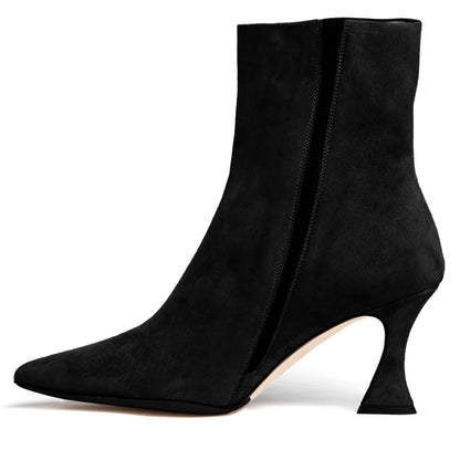 Soraya Suede Ankle Bootie Pointed Toe Kitten Heel Foam Boots by Beautiisoles – Don't Panic Shoes