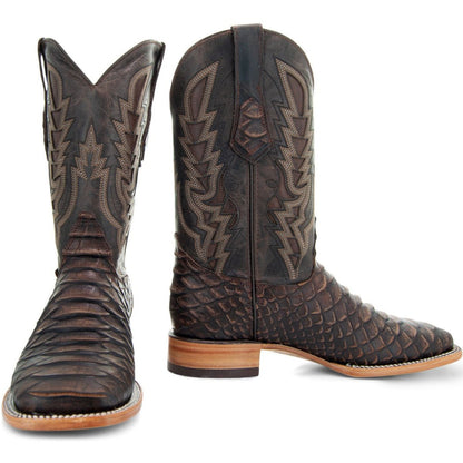 Soto Boots Mens Brown Python Print Boots H50032 Cowboy Boots by Soto Boots – Don't Panic Shoes