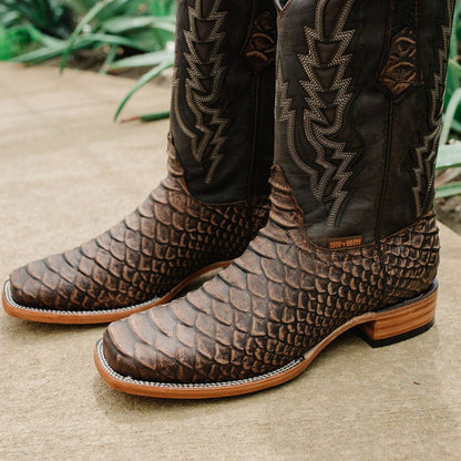 Soto Boots Mens Brown Python Print Boots H50032 Cowboy Boots by Soto Boots – Don't Panic Shoes
