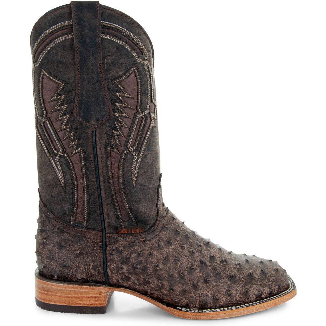 Soto Boots Mens Out Of The Wild Brown Ostrich Print Boots H50031 Cowboy Boots by Soto Boots – Don't Panic Shoes