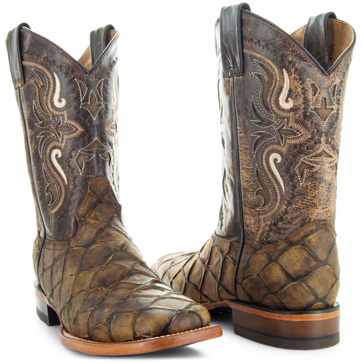 Soto Boots Men's Pirarucu Print Cowboy Boots H4015 Cowboy Boots by Soto Boots – Don't Panic Shoes