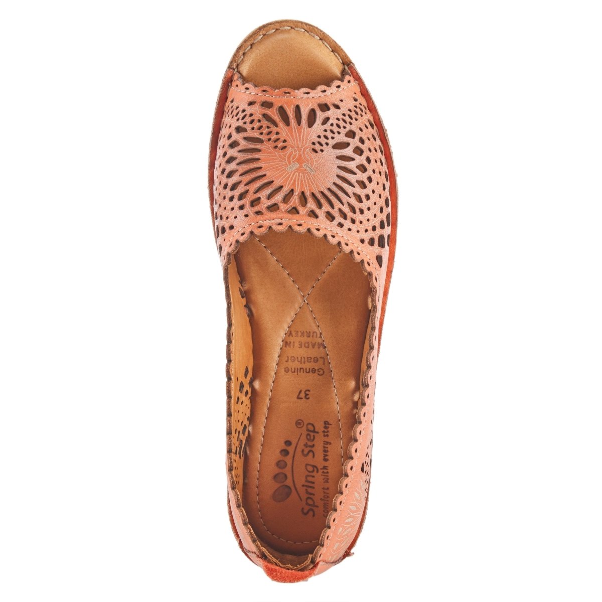 Spring Step ShoeS Brandal Women’s Leather Peep Toe Flats Slip - On Shoe by Spring Step Shoes – Don't Panic Shoes