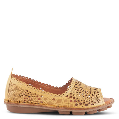 Spring Step ShoeS Brandal Women’s Leather Peep Toe Flats Slip - On Shoe by Spring Step Shoes – Don't Panic Shoes