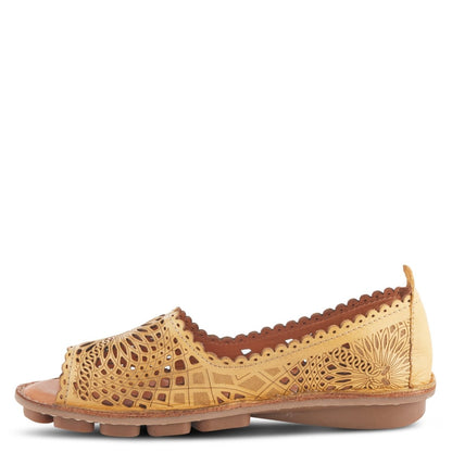 Spring Step ShoeS Brandal Women’s Leather Peep Toe Flats Slip - On Shoe by Spring Step Shoes – Don't Panic Shoes