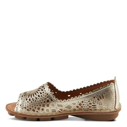 Spring Step ShoeS Brandal Women’s Leather Peep Toe Flats Slip - On Shoe by Spring Step Shoes – Don't Panic Shoes