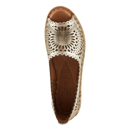 Spring Step ShoeS Brandal Women’s Leather Peep Toe Flats Slip - On Shoe by Spring Step Shoes – Don't Panic Shoes