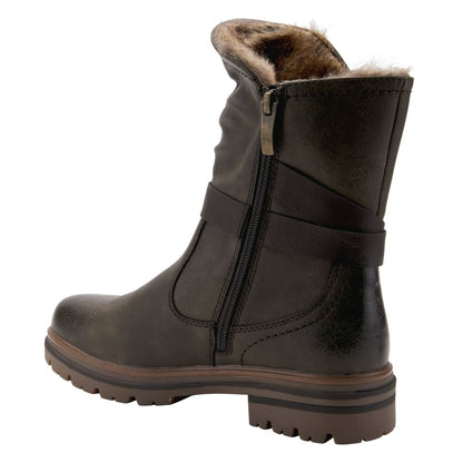 Spring Step Shoes Francala Women's Moto Chic Leather And Fur Boots Shoes by Spring Step Shoes – Don't Panic Shoes