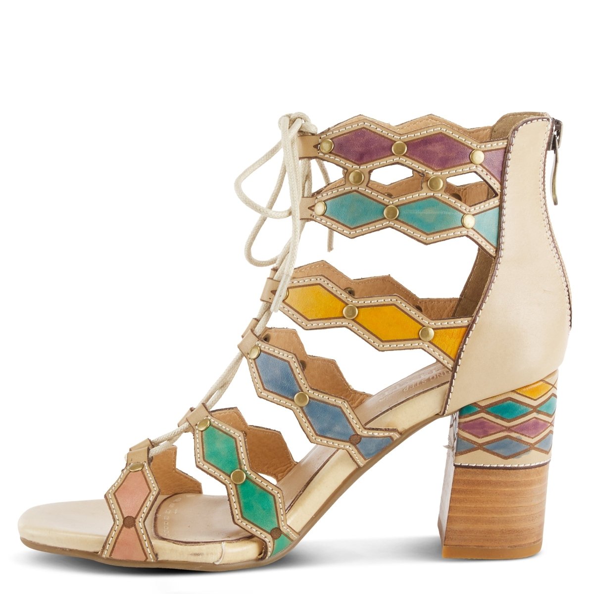 Spring Step Shoes L'artiste Artdeco Sandals Women's Multicolor Leather Gladiator Sandals by Spring Step Shoes – Don't Panic Shoes