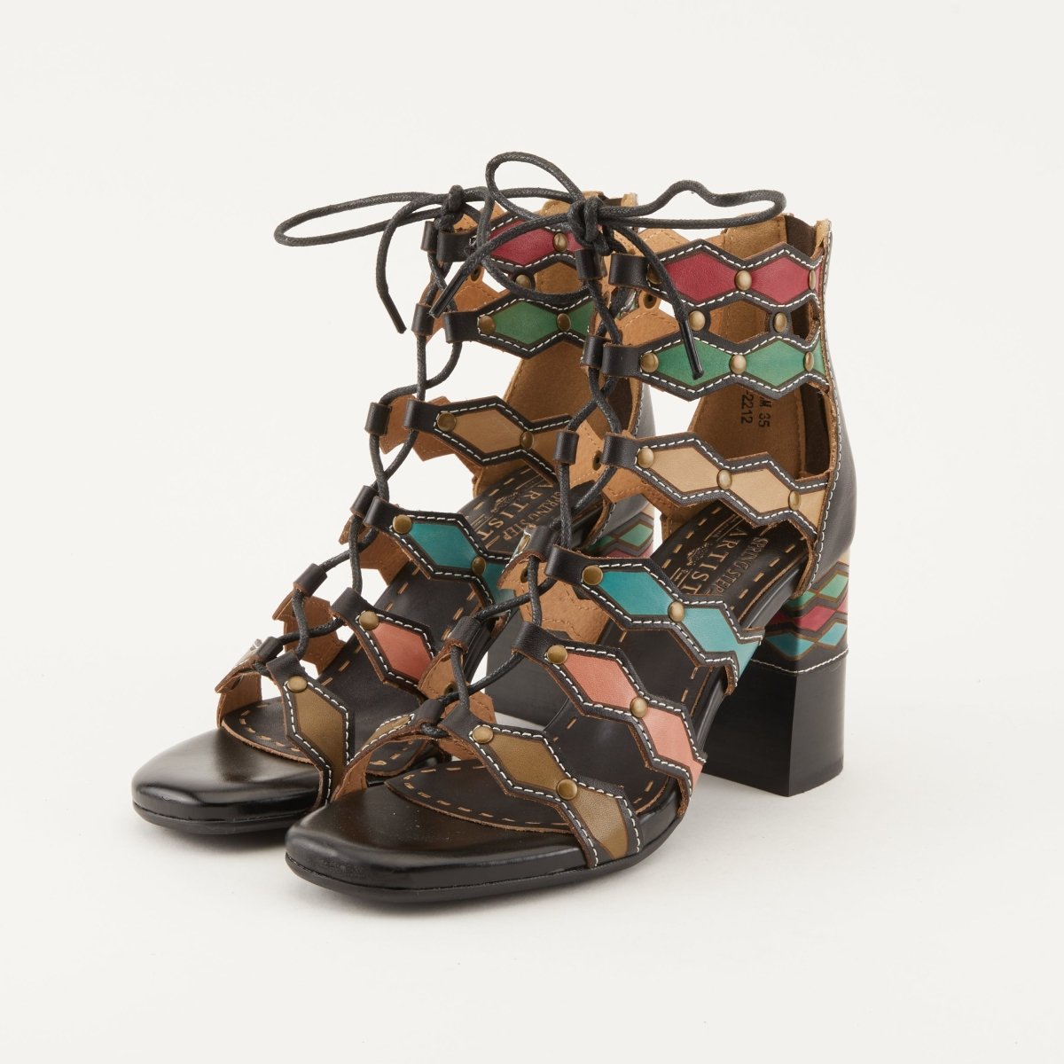 Spring Step Shoes L'artiste Artdeco Sandals Women's Multicolor Leather Gladiator Sandals by Spring Step Shoes – Don't Panic Shoes