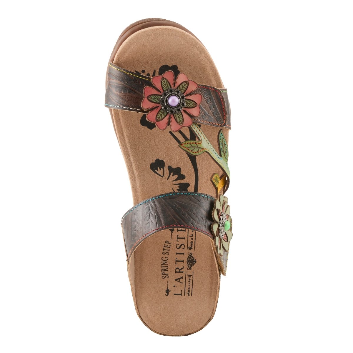 Spring Step Shoes L'artiste Aymee Slide Sandals Women's Hand Painted Leather Slide Sandals by Spring Step Shoes – Don't Panic Shoes