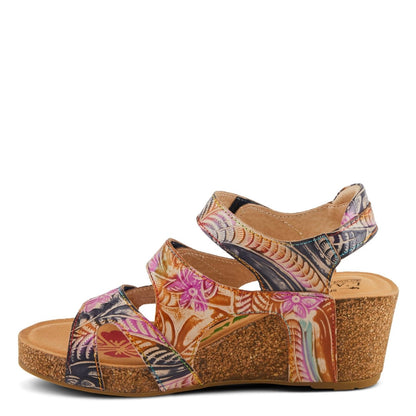 Spring Step ShoeS L'artiste Bonvoyage Sandals Women’s Leather Floral 2.5" Wedge Slingback Casual Sandals by Spring Step Shoes – Don't Panic Shoes