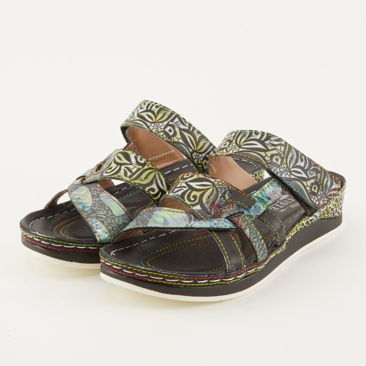Spring Step ShoeS L'artiste Caiman Slide Sandal Women’s Hand Painted Leather Slide Sandals by Spring Step Shoes – Don't Panic Shoes