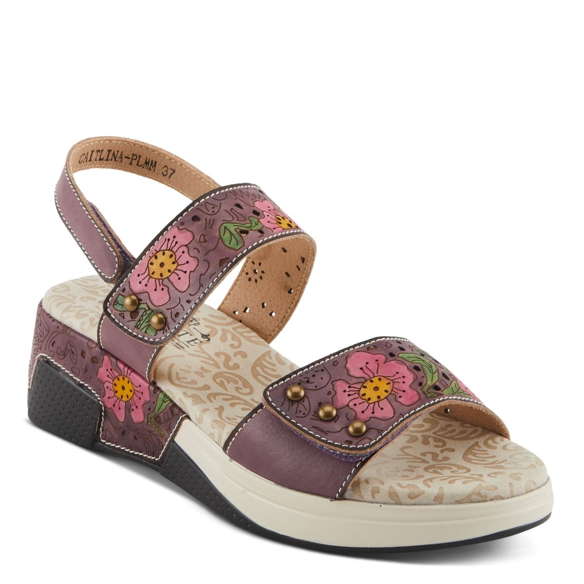 Spring Step Shoes L'artiste Caitlina Sandals Women's Leather Floral Design Slingback Casual Sandals by Spring Step Shoes – Don't Panic Shoes