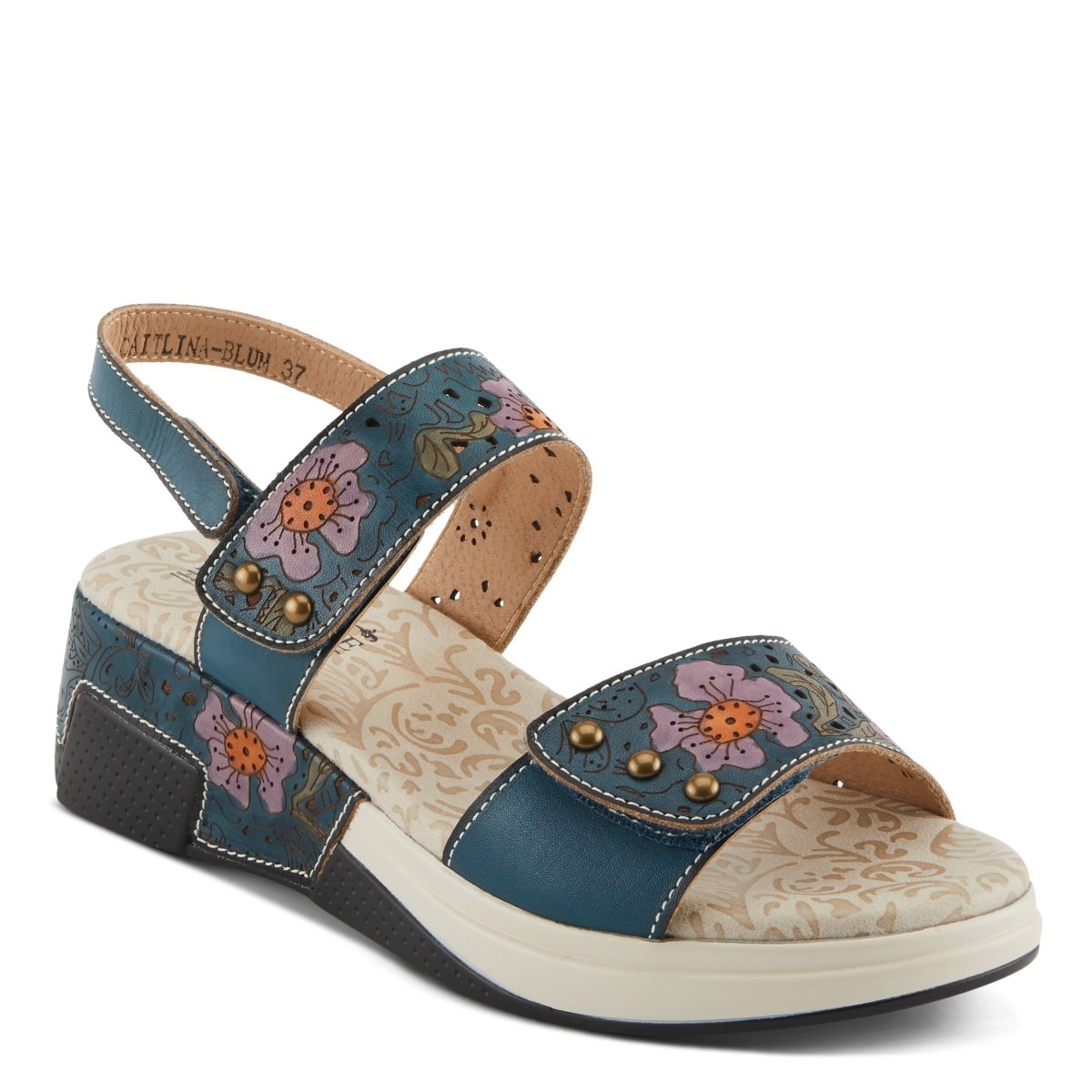 Spring Step Shoes L'artiste Caitlina Sandals Women's Leather Floral Design Slingback Casual Sandals by Spring Step Shoes – Don't Panic Shoes