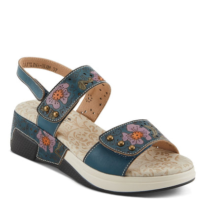 Spring Step Shoes L'artiste Caitlina Sandals Women's Leather Floral Design Slingback Casual Sandals by Spring Step Shoes – Don't Panic Shoes